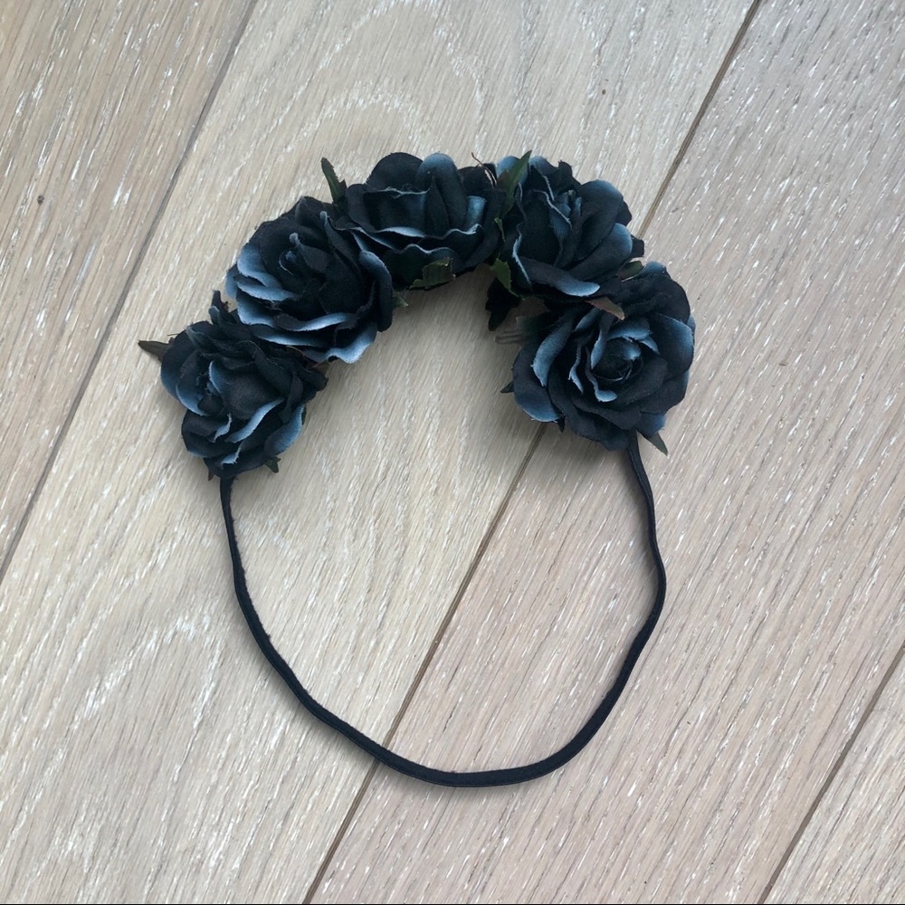 Flower Crown / Headband - Deep Blue / Black